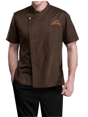 Customized Short Sleeve Chef Coat Brown